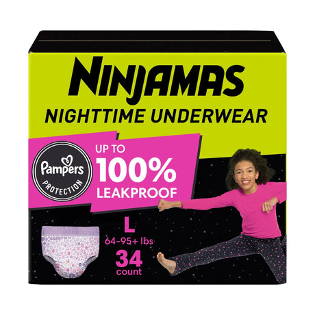 Ninjamas Bedwetting Underwear for Girls | Discreet Night Protection Pampers
