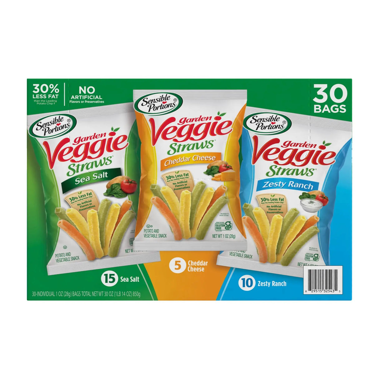 Garden Veggie Straws Variety Pack (30-Pack) | Sea Salt Vegetable Crunch Sensible Portions