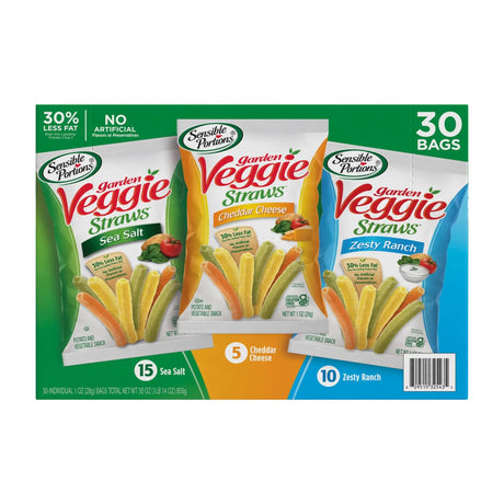 Garden Veggie Straws Variety Pack (30-Pack) | Sea Salt Vegetable Crunch Sensible Portions