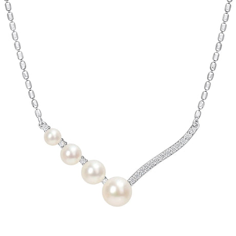 Cultured Freshwater Pearl & White Sapphire Necklace (Sterling Silver) | Timeless Elegance AFS Wholesale Shop