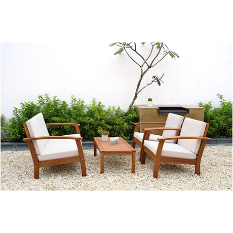 Amazonia Misthre 4-Pc Outdoor Seating Set | Off-White Cushioned Comfort Amazonia