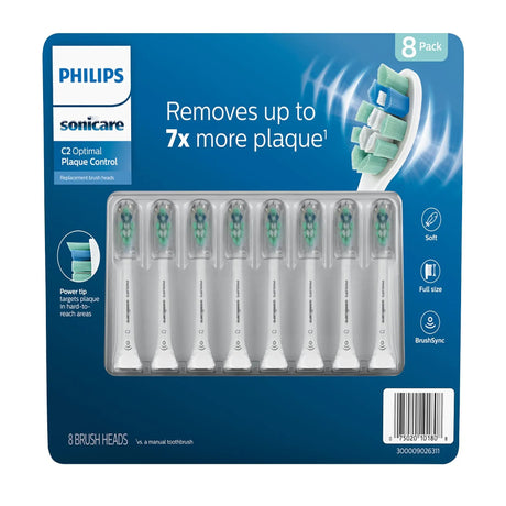 Philips Sonicare BrushSync Replacement Heads (8-Pack, White) | Smart Sensor Technology Philips