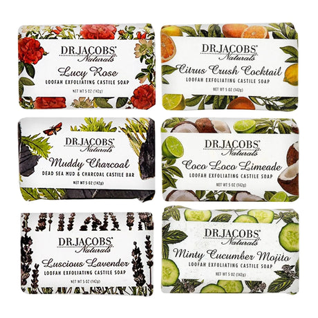 Dr. Jacobs Naturals Exfoliating Castile Soap Bars (6-Pack) | Gentle Castile Clean with Exfoliation Dr Jacobs Naturals