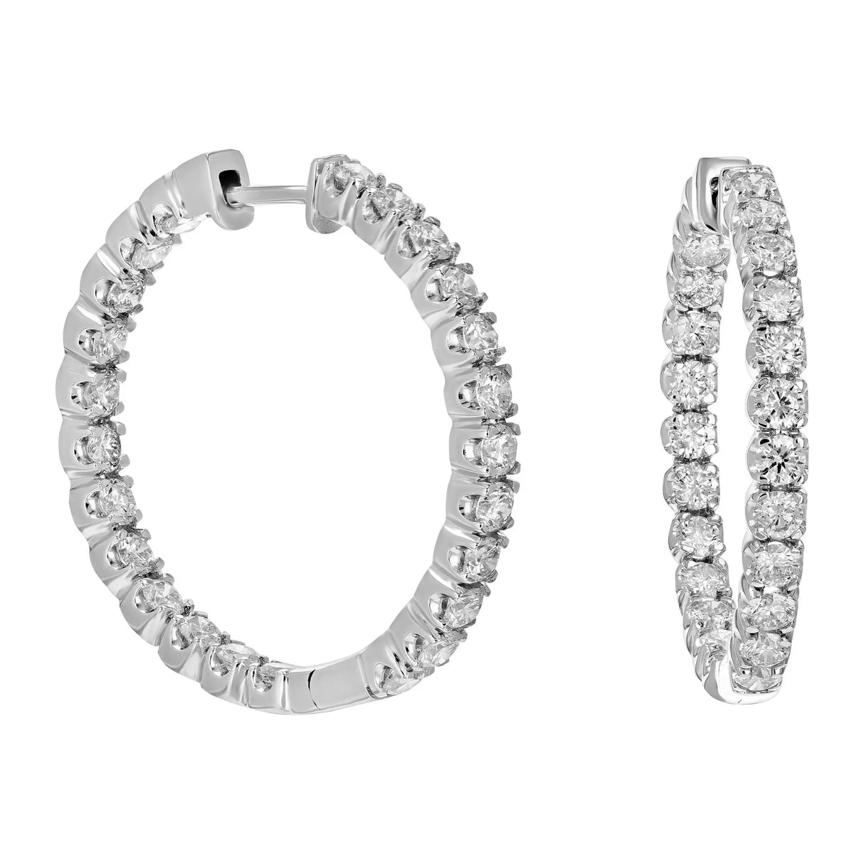 Amairah Lab-Grown Diamond Hoop Earrings (4 ct t.w., 14k White Gold) | Classic Round Prong Design Amairah