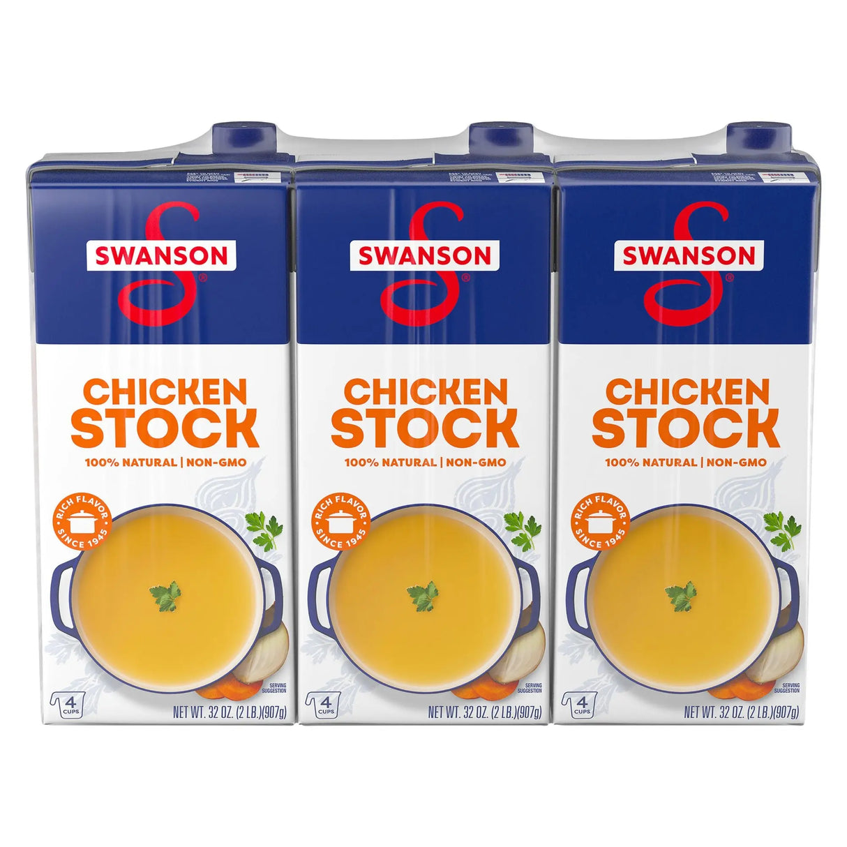 Swanson Natural Chicken Stock (3-Pack, 32 oz Each) | Pure Flavorful Broth Swanson