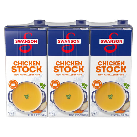 Swanson Natural Chicken Stock (3-Pack, 32 oz Each) | Pure Flavorful Broth Swanson