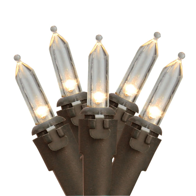 Northlight Christmas Lights (16.25', 50-Pack, Warm Clear) | Vintage Brown Wire String Lights Northlight