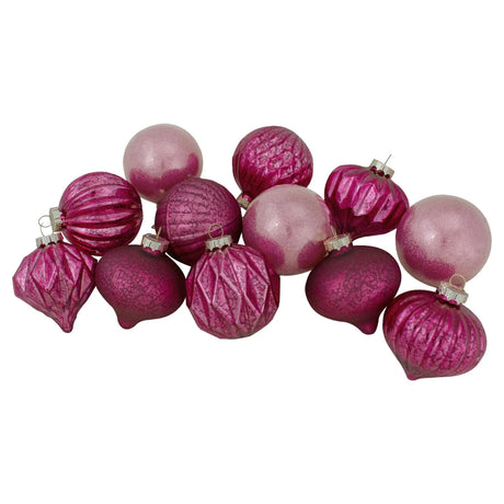 Northlight Pink Mercury Glitter Ornaments (12-Pack, 3") | Shiny Holiday Decor Northlight