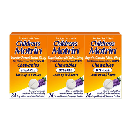 Children's Motrin Grape Chewable Tablets (72 ct./100mg) | Fast Relief for Pain & Fever Motrin
