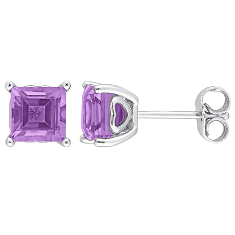Square Amethyst Stud Earrings (2 ct t.w., Sterling Silver) | Vibrant Gemstone Sparkle AFS Wholesale Shop