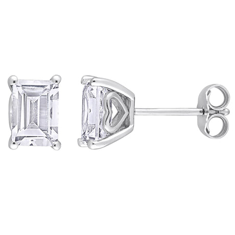Octagon White Topaz Stud Earrings in Sterling Silver