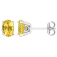 Oval Citrine Stud Earrings Sterling Silver