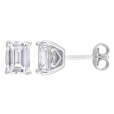Octagon White Sapphire Stud Earrings (3.20 ct t.w., Sterling Silver) | Classic Geometric Sparkle AFS Wholesale Shop