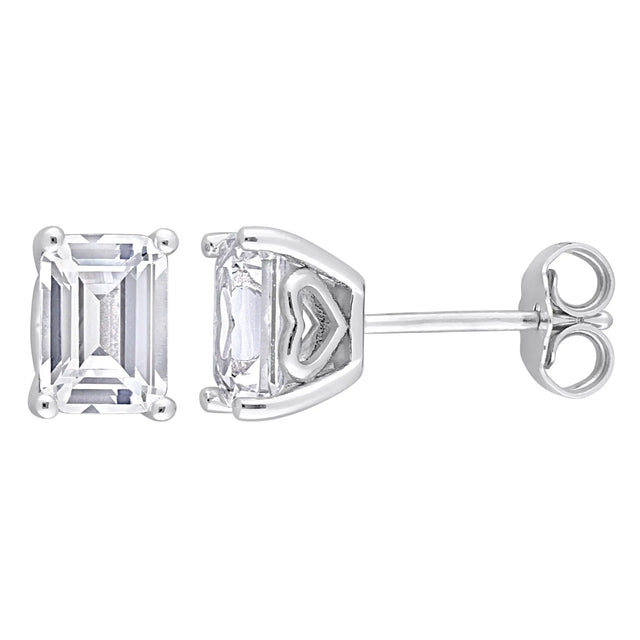 Octagon White Sapphire Stud Earrings (3.20 ct t.w., Sterling Silver) | Classic Geometric Sparkle AFS Wholesale Shop