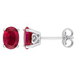Oval Created Ruby Stud Earrings in Sterling Silver