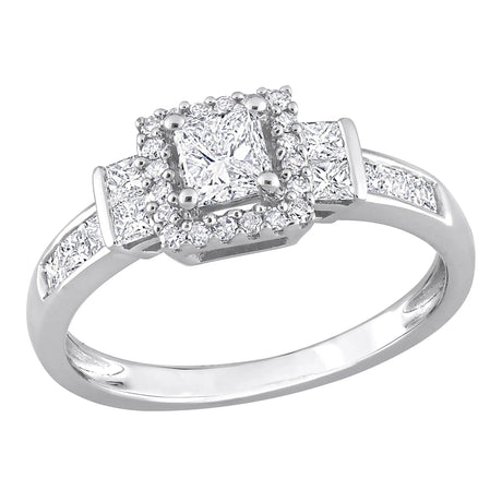 Diamond Princess-Cut Halo Engagement Ring (0.75 ct. t.w., 14k White Gold) | Timeless Sparkle & Romance AFS Wholesale Shop
