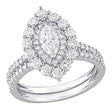 Diamond Marquise Halo Bridal Set (0.50 ct t.w., 14k White Gold) | Elegant Engagement Ring AFS Wholesale Shop