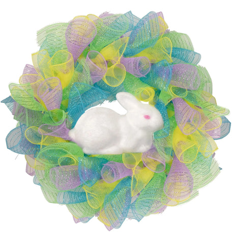 Northlight Easter Bunny Wreath (24") | Colorful Mesh Ribbon Spring DÃ©cor Northlight