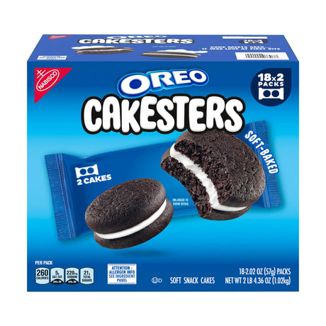 Oreo Cakesters Soft Snack Cakes (18-Pack, 2 oz Each) | Creamy Filling in Chocolate Cake Oreo