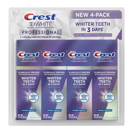 Crest 3D White Enamel Protect Toothpaste (4-Pack, 3 oz Each) | Professional Whitening Care Crest