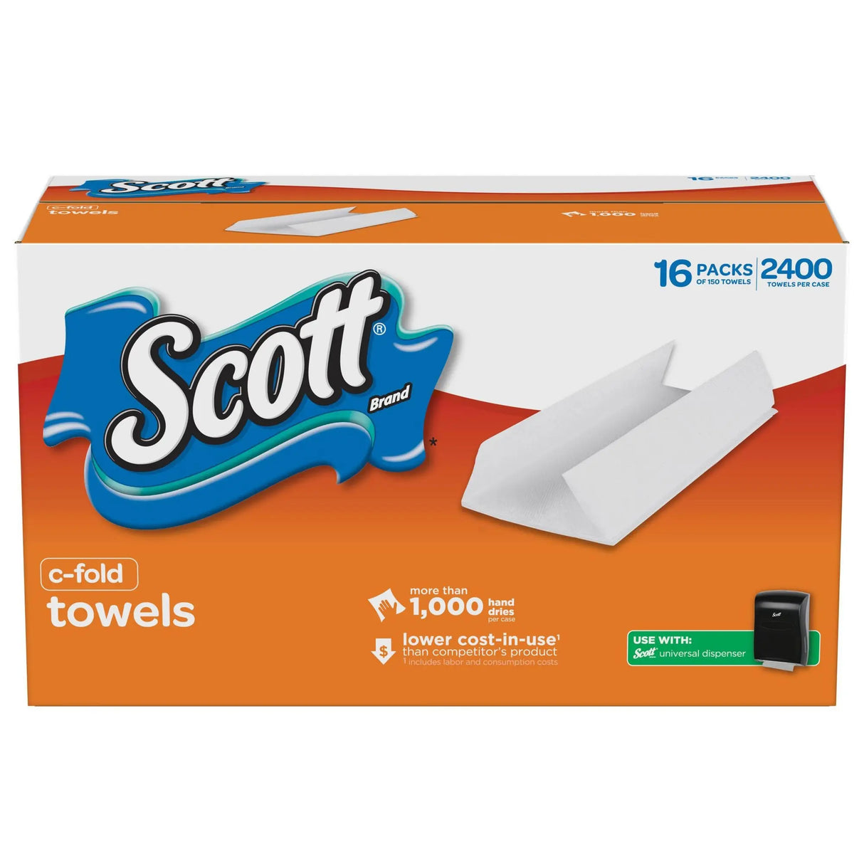 Scott Â· C-Fold Paper Towels (16-Pack, 2,400 Towels) | High Capacity for Commercial Use Scott