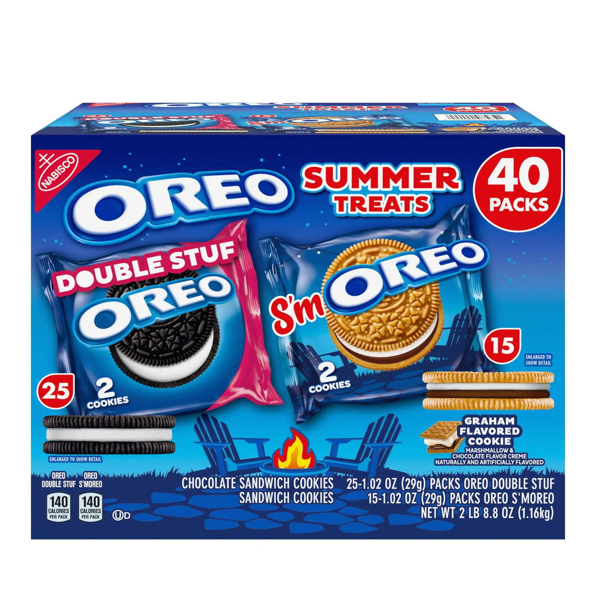 Oreo Summer Treats Cookies Variety Pack (40-Pack, 1.02 oz Each) | Limited Edition Seasonal Flavors Oreo