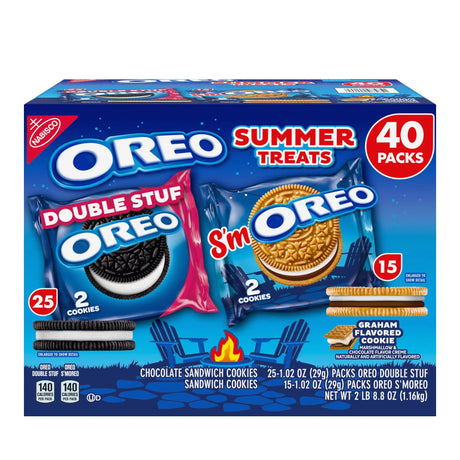 Oreo Summer Treats Cookies Variety Pack (40-Pack, 1.02 oz Each) | Limited Edition Seasonal Flavors Oreo
