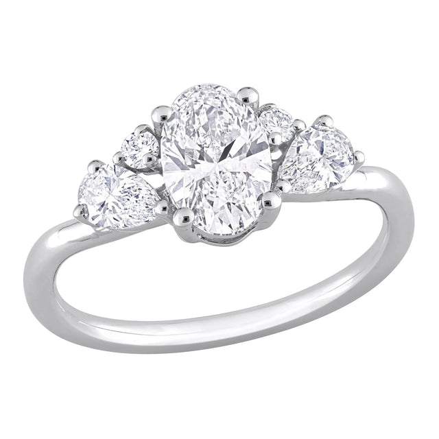 Lab-Grown Diamond Engagement Ring | 14k White Gold with Oval, Pear & Round Cuts AFS Wholesale Shop