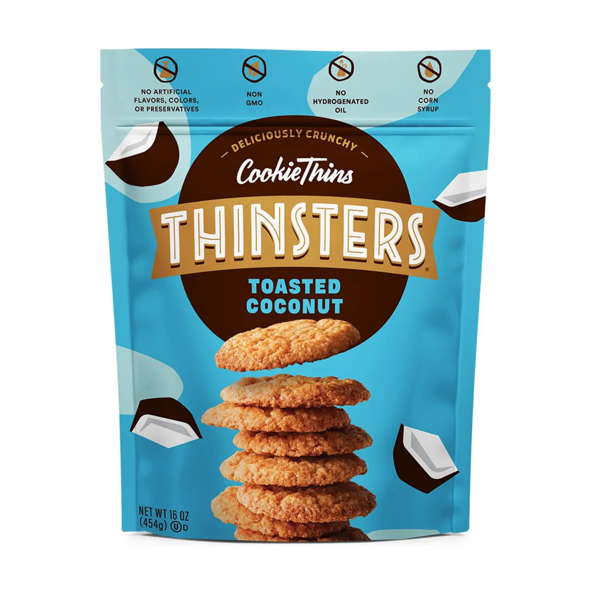 Thinsters Toasted Coconut Cookie Thins (16 oz) | Light, Crunchy Tropical Treat Thinsters