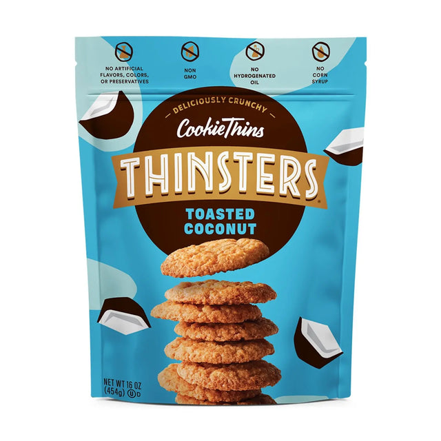Thinsters Toasted Coconut Cookie Thins (16 oz) | Light, Crunchy Tropical Treat Thinsters