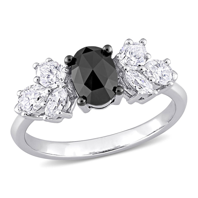 Moissanite Black Diamond Engagement Ring