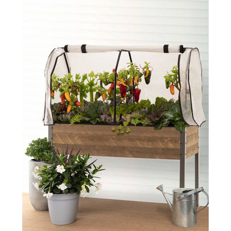 CedarCraft Spruce Planter Box (Brown) | Elevated & Covered Outdoor Plant Display CedarCraft