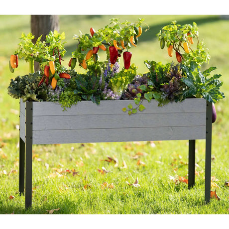 CedarCraft Elevated Spruce Planter (Gray) | Durable Outdoor Wood & Metal Design CedarCraft