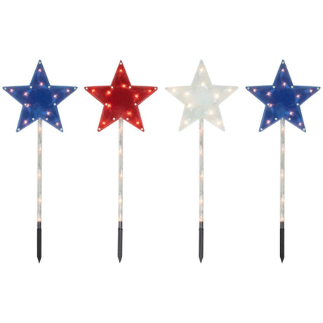 Northlight Patriotic Star Stake Lights (4-Pack) | Clear LED Outdoor DÃ©cor Northlight
