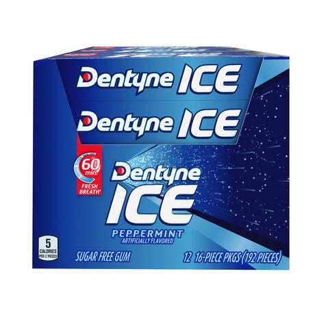 Dentyne Ice Peppermint Gum (12 Packs, 16 ct. Each) | Intense Long-Lasting Freshness Dentyne