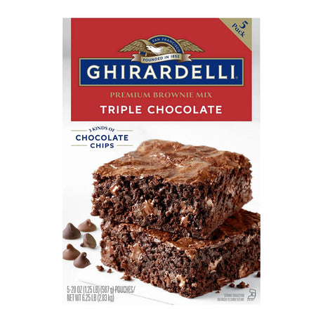 Ghirardelli Triple Chocolate Brownie Mix (5-Pack) | Bakes 90 Fudgy, Decadent Servings Ghirardelli