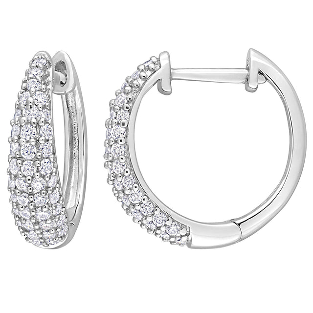 Created Moissanite Hoop Earrings in Sterling Silver