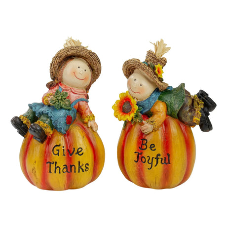 Northlight Scarecrow Pumpkin Figurines (2-Pack, 6") | Whimsical Fall DÃ©cor Accent Northlight
