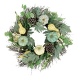Northlight Fall Harvest Wreath (22", Green & White Pumpkins) | Seasonal Front Door DÃ©cor Northlight