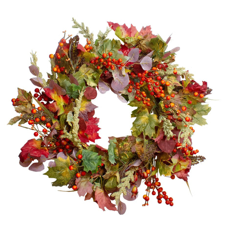 Northlight Fall Harvest Wreath (20") | Leaves & Berries for Autumn DÃ©cor Northlight