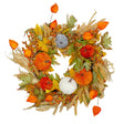 Northlight Velvet Pumpkins & Wheat Wreath (24") | Luxurious Fall Harvest DÃ©cor Northlight