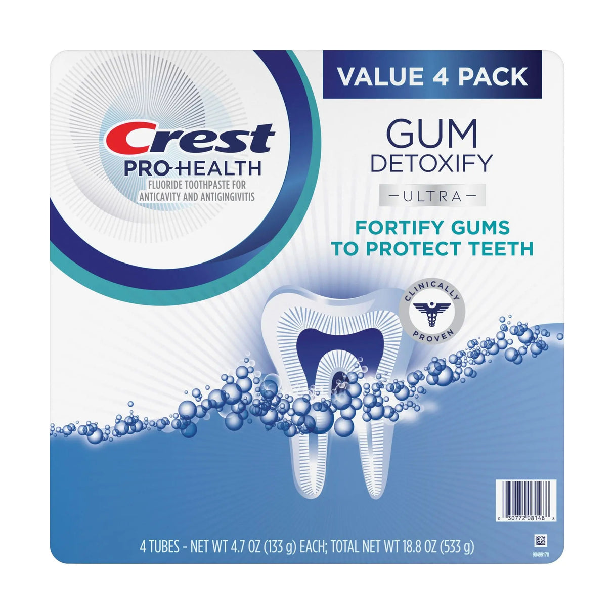 Crest Gum Detoxify Toothpaste (4-Pack, 4.7 oz Each) | Deep Clean & Healthy Gums Crest