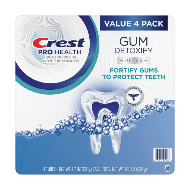 Crest Gum Detoxify Toothpaste (4-Pack, 4.7 oz Each) | Deep Clean & Healthy Gums Crest
