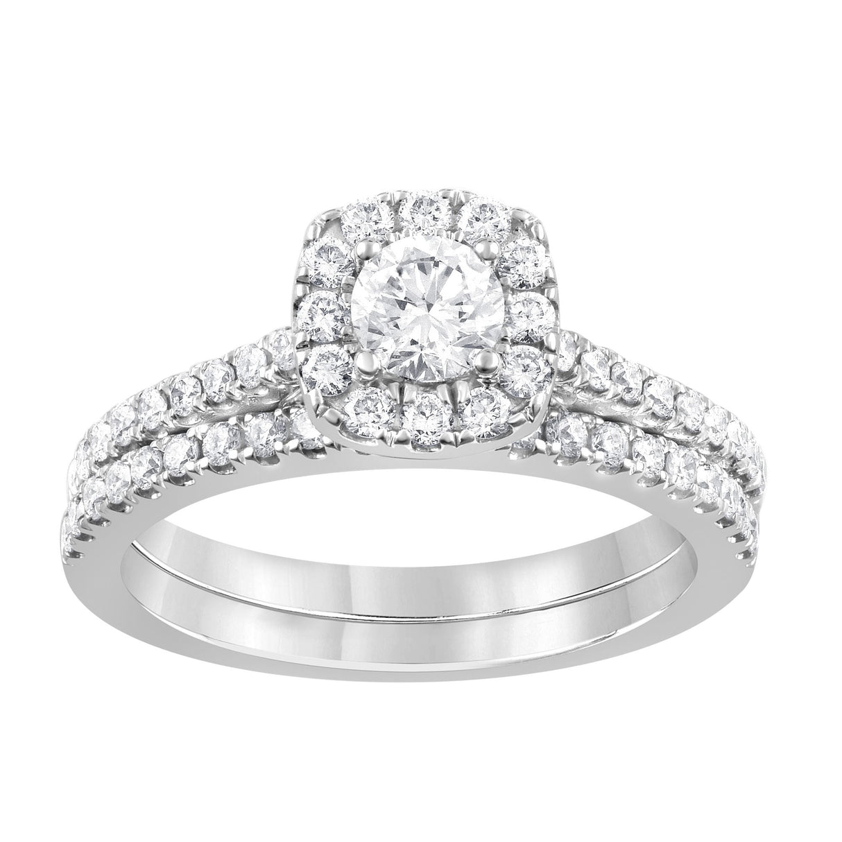 Diamond Halo Bridal Ring Set (1 ct. t.w.) in 14k White Gold | Elegant Round-Cut Design for Special Moments Unique Designs