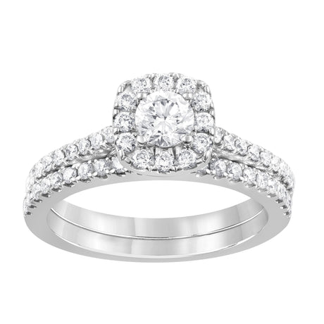 Diamond Halo Bridal Ring Set (1 ct. t.w.) in 14k White Gold | Elegant Round-Cut Design for Special Moments Unique Designs