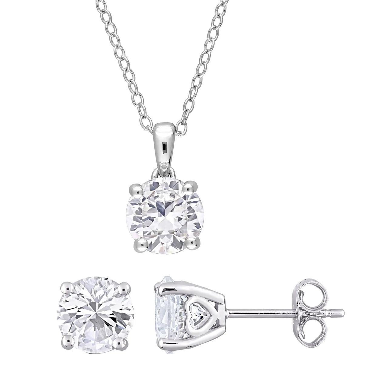 Solitaire Necklace & Stud Set (Sterling Silver) | Elegant Sparkle for Every Day AFS Wholesale Shop