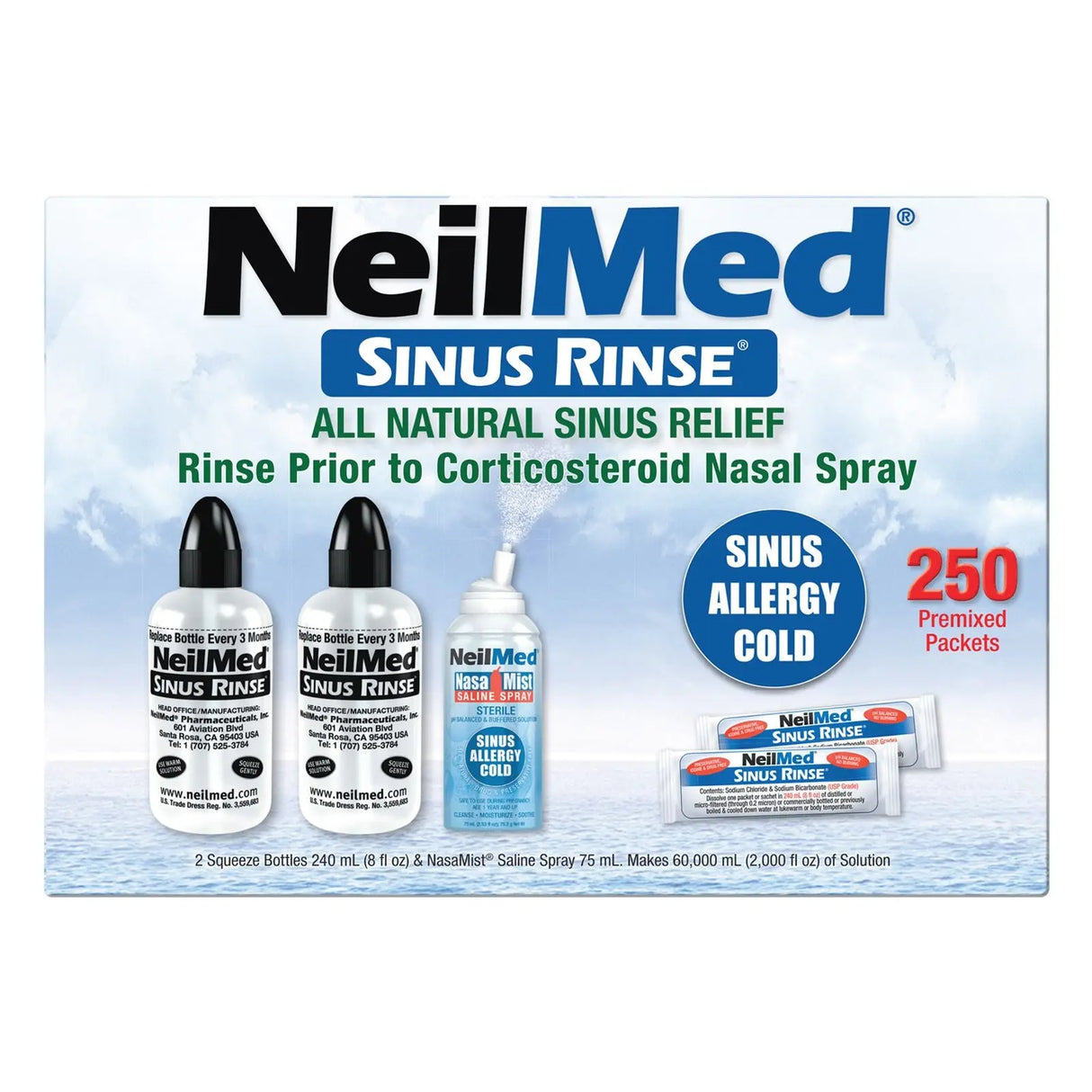 NeilMed Sinus Rinse Squeeze Bottles (2-Pack, 8 fl oz Each) | Easy At-Home Nasal Irrigation NeilMed
