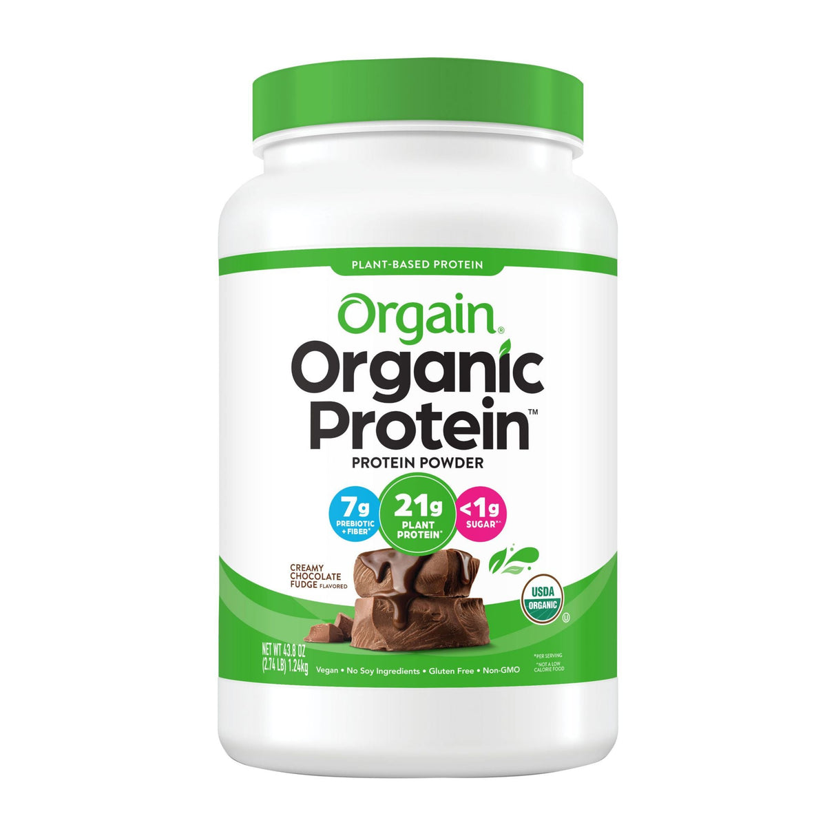 Orgain Vegan Protein Powder â€“ Chocolate Fudge (2.7 lbs) | 21g Plant-Based Protein per Serving Orgain