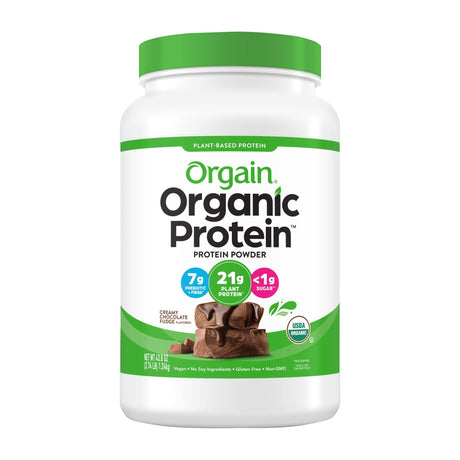 Orgain Vegan Protein Powder â€“ Chocolate Fudge (2.7 lbs) | 21g Plant-Based Protein per Serving Orgain