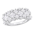 DEW Moissanite Cluster Band Ring in Sterling Silver